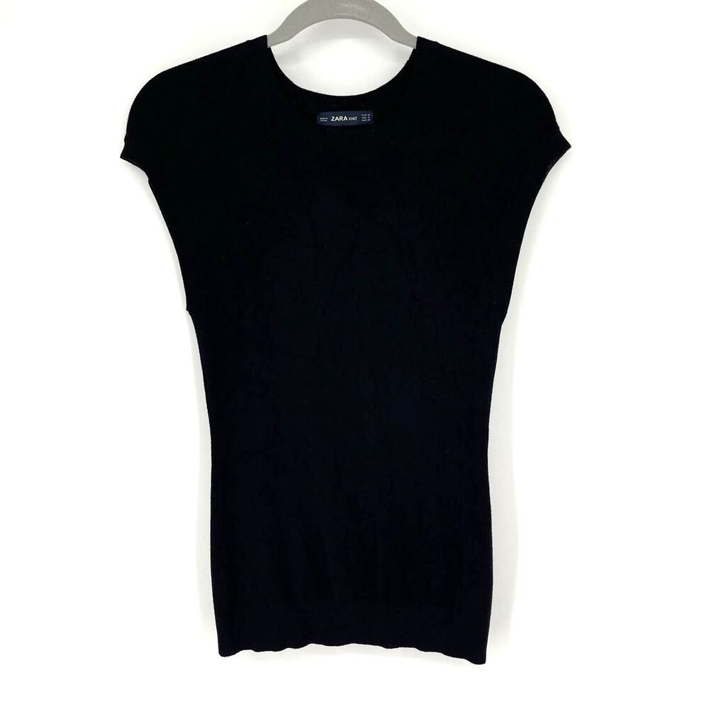 Zara Knit Black Sleeveless Knit Top Medium - Picture 4 of 4